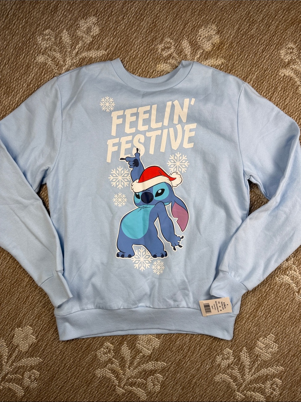 NWT Kohl's Light Blue Disney Stitch 'Feelin' Festive' Sweatshirt